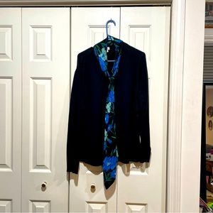 J. Crew Pullover Sweater with attached Floral Scarf 2X